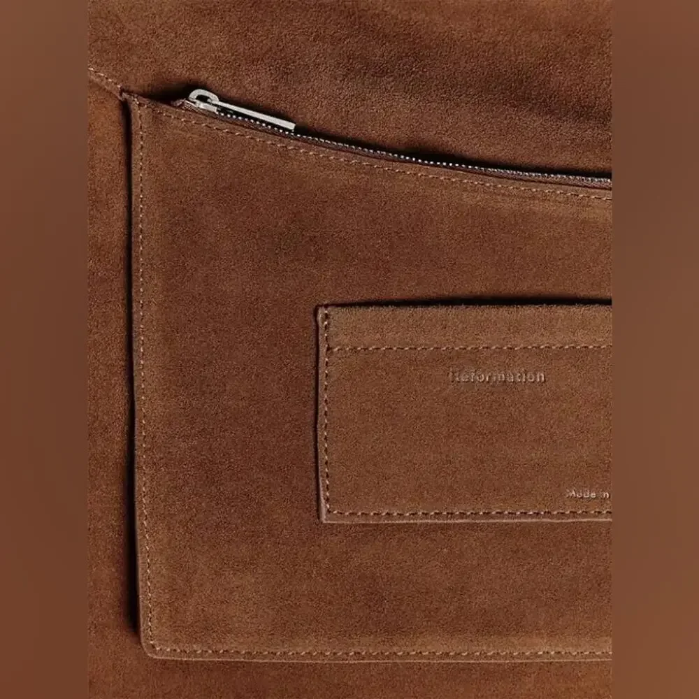 Reformation Vittoria Medium Tote Brown Suede Leather Shoulder Bag- NEW NWT